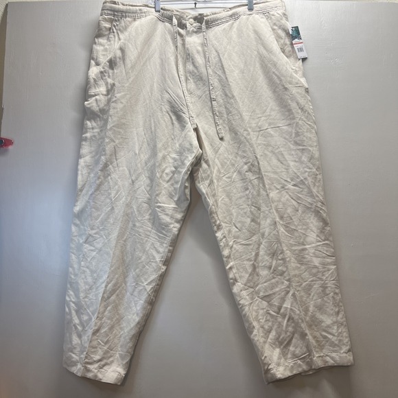 Cubavera Pants Men 3XL 48/30 ivory Linen Blend Tropical Resort Beach Cruise - Picture 1 of 16